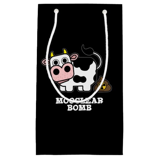 Mooclear Bomb Funny Cow Pun Dark BG Kleine Geschenktüte (Vorderseite)