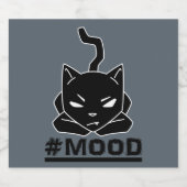 #MOOD Cat | Schwarze Kitty Logo-Illustration Bierflaschenetikett (Einzelnes Label)