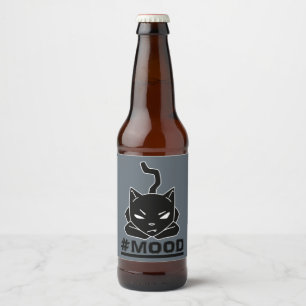 #MOOD Cat Schwarze Kitty Logo-Illustration Bierflaschenetikett