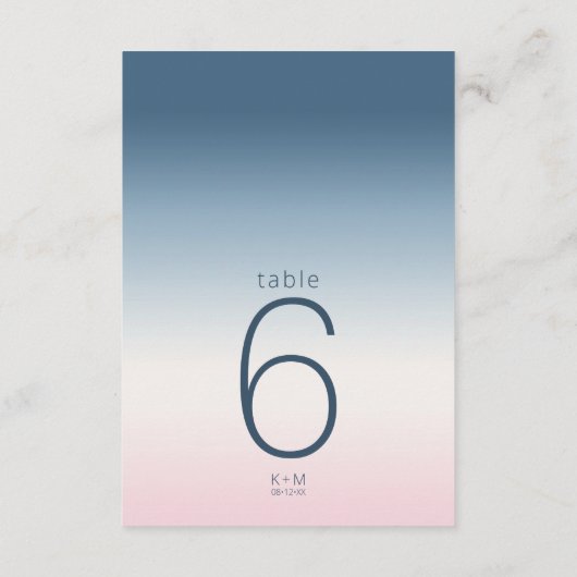 Mood Gradient Hochzeittisch Preußischer Himmel ID7 Einladung (Rückseite)