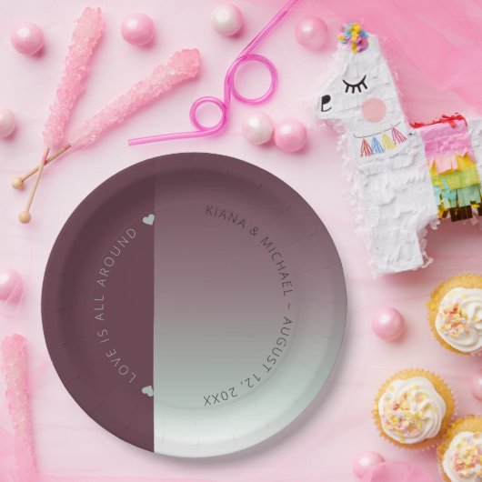 Mood Gradient Wedding Burgundy Mist ID741 Pappteller (Party)