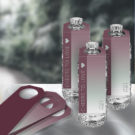 Mood Gradient Wedding Cheers Burgundy Mist ID741 Flaschenanhänger