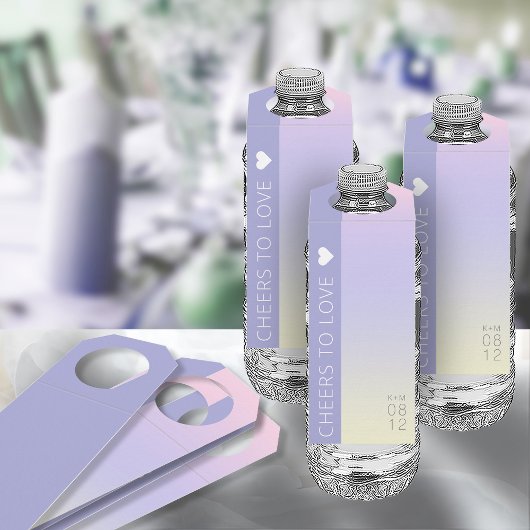 Mood Gradient Wedding Cheers Pastel Dawn ID741 Flaschenanhänger