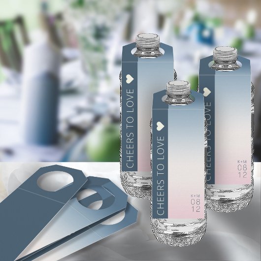 Mood Gradient Wedding Cheers Preußen Sky ID741 Flaschenanhänger