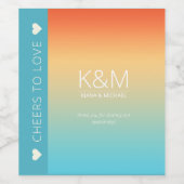 Mood Gradient Wedding Cheers Tropical Sky ID741 Weinetikett (Einzelnes Label)
