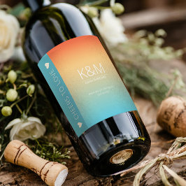 Mood Gradient Wedding Cheers Tropical Sky ID741 Weinetikett