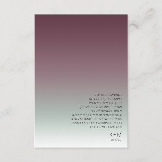 Mood Gradient Wedding Details Burgundy Mist ID741 Begleitkarte (Vorderseite)