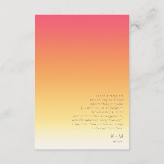 Mood Gradient Wedding Details Hot Summer ID741 Begleitkarte (Vorderseite)