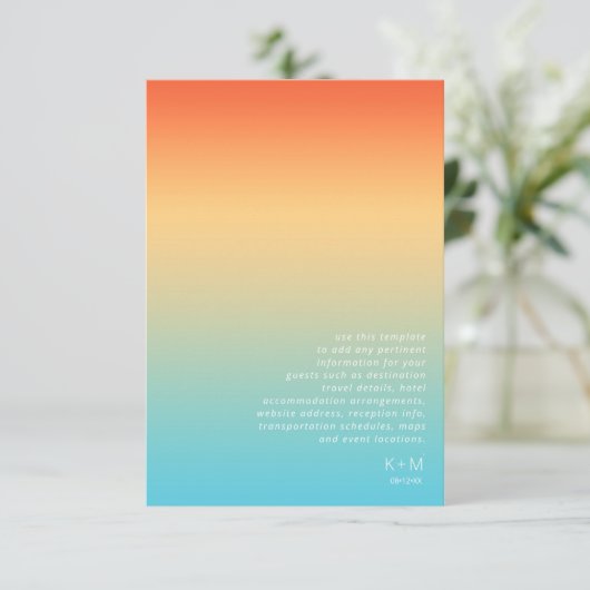 Mood Gradient Wedding Details Tropical Sky ID741 Begleitkarte (Stehend Vorderseite)