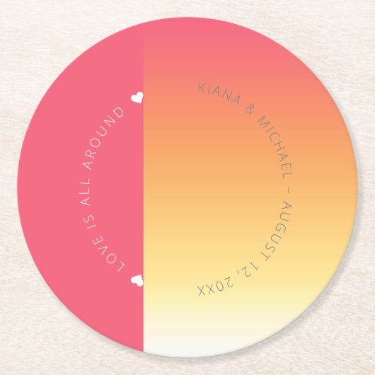 Mood Gradient Wedding Hot Summer ID741 Runder Pappuntersetzer (Vorderseite)