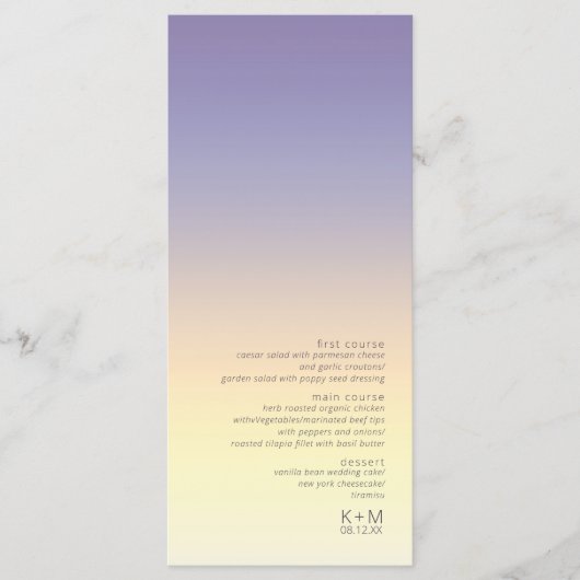 Mood Gradient Wedding Indigo Sunset ID741 Menükarte (Vorderseite)