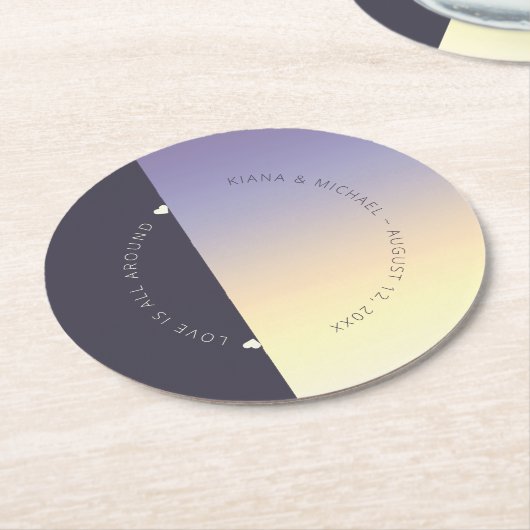 Mood Gradient Wedding Indigo Sunset ID741 Runder Pappuntersetzer (Angewinkelt)