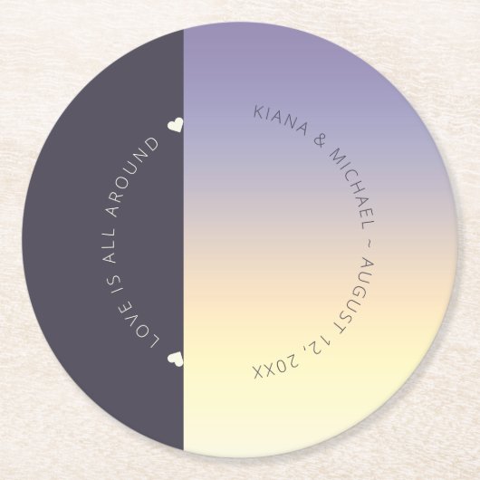 Mood Gradient Wedding Indigo Sunset ID741 Runder Pappuntersetzer (Vorderseite)