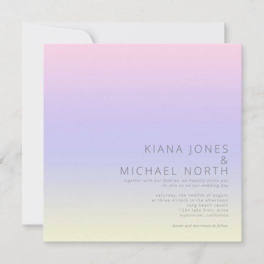 Mood Gradient Wedding Pastel Dawn ID741 Einladung (Vorderseite)