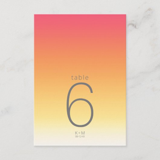 Mood Gradient Wedding Table Hot Summer ID741 Einladung (Vorderseite)