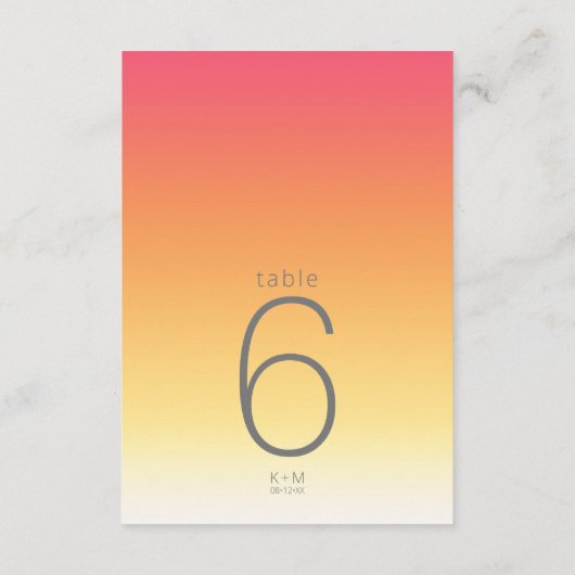 Mood Gradient Wedding Table Hot Summer ID741 Einladung (Rückseite)
