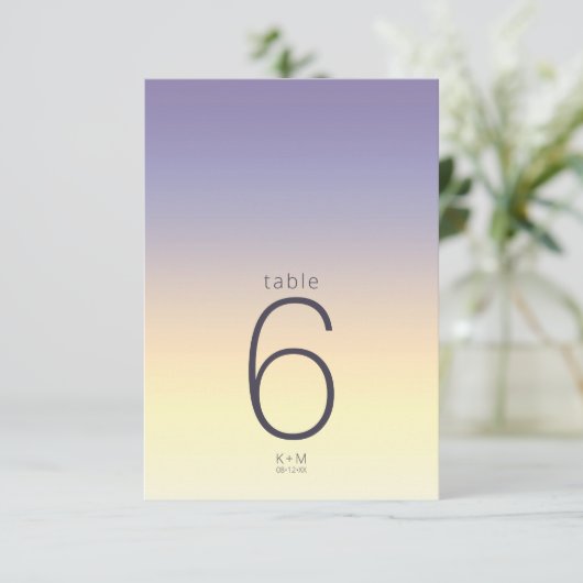 Mood Gradient Wedding Table Indigo Sunset ID741 Einladung (Stehend Vorderseite)