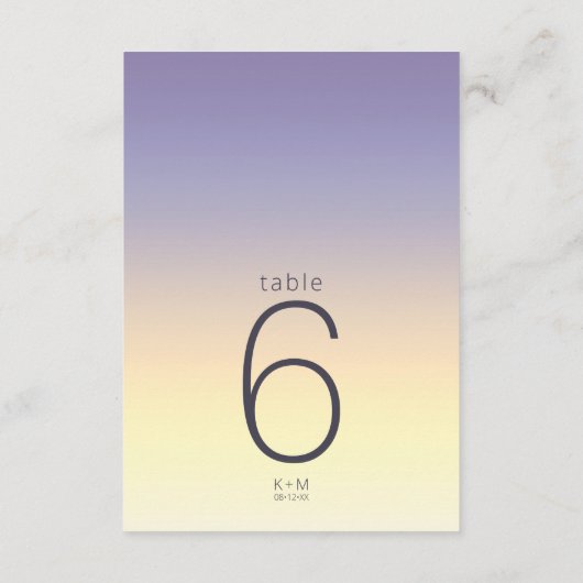 Mood Gradient Wedding Table Indigo Sunset ID741 Einladung (Rückseite)