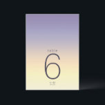 Mood Gradient Wedding Table Indigo Sunset ID741 Einladung<br><div class="desc">Der Hintergrund für alle Stücke in diesem minimalistischen Hochzeitsfest Set ist ein auffälliger Farbverlauf von indigo durch pfirsichgelb und schmackhaft gelb. Die Hochzeitskarte, die hier gezeigt wird, zeichnet sich durch ein elegantes, modernes Layout und einen zeitgemäßen serifenlosen Schriftart aus, der den Anklang des Ortes noch verstärkt. Fügen Sie einfach Tischnummern,...</div>