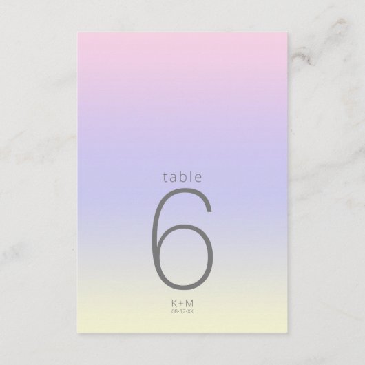 Mood Gradient Wedding Table Pastel Dawn ID741 Einladung (Rückseite)