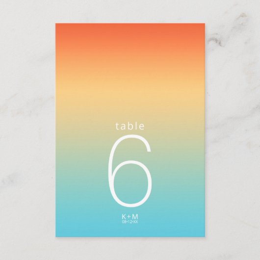 Mood Gradient Wedding Table# Tropical Sky ID741 Einladung (Vorderseite)