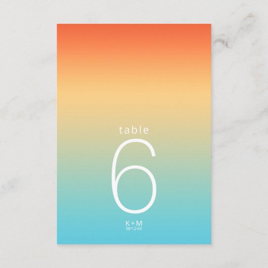 Mood Gradient Wedding Table# Tropical Sky ID741 Einladung (Rückseite)