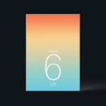 Mood Gradient Wedding Table# Tropical Sky ID741 Einladung<br><div class="desc">Der Hintergrund für alle Teile dieses minimalistischen Set ist ein auffälliger Farbverlauf von Mandarine Orange über Buttergelb bis Türkis. Die Hochzeitskarte, die hier gezeigt wird, zeichnet sich durch ein elegantes, modernes Layout und einen zeitgemäßen serifenlosen Schriftart aus, der den Anklang des Ortes noch verstärkt. Fügen Sie einfach Tischnummern, Initialen und...</div>