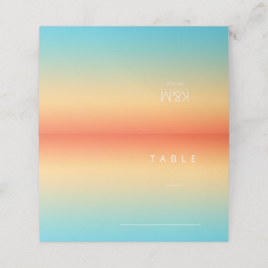 Mood Gradient Wedding Table Tropical Sky ID741 Platzkarte (Außenseite Aufgefaltet)