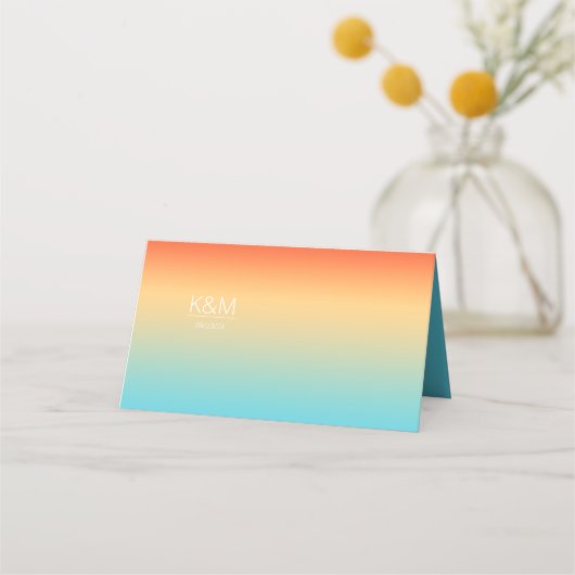 Mood Gradient Wedding Table Tropical Sky ID741 Platzkarte (Rückseite)