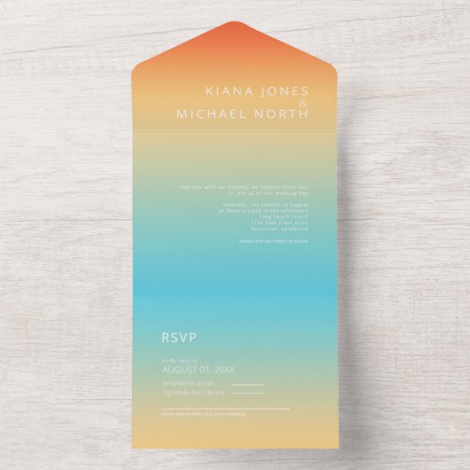 Mood Gradient Wedding Tropical Sky ID741 All In One Einladung (Innen Boden)