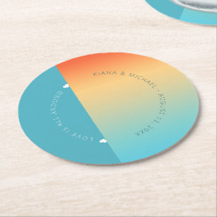 Mood Gradient Wedding Tropical Sky ID741 Runder Pappuntersetzer
