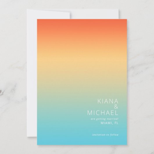 Mood Gradient Wedding Tropical Sky ID741 Save The Date (Rückseite)