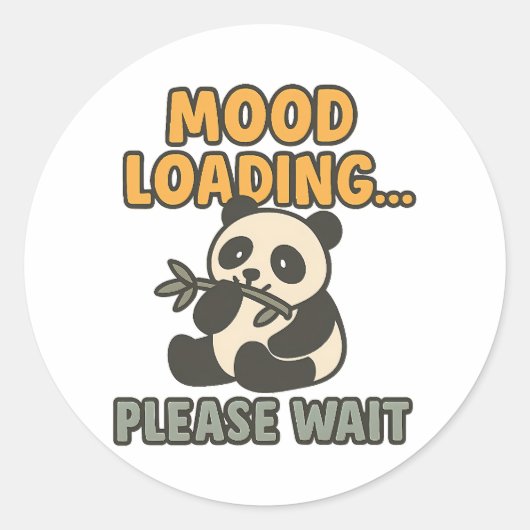 Mood Loading Please Wait Cute Funny Panda Mascot Runder Aufkleber (Vorderseite)