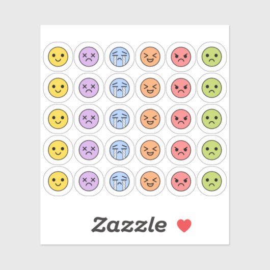 Mood Tracker Niedlich Emoji Head Bujo Planner Aufkleber (Blatt)