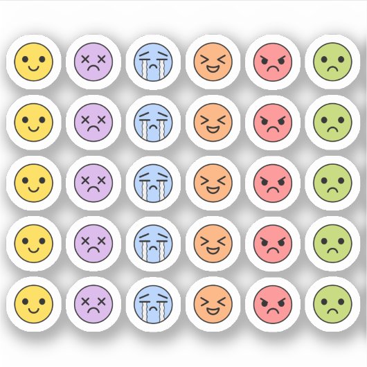 Mood Tracker Niedlich Emoji Head Bujo Planner Aufkleber (Vorderseite)