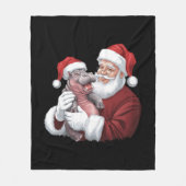 Moodeng Christmas Funny Vintager Weihnachtsmann Fleecedecke (Vorderseite)