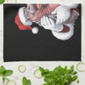 Moodeng Christmas Funny Vintager Weihnachtsmann Geschirrtuch (Gefaltet)