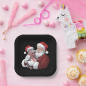 Moodeng Christmas Funny Vintager Weihnachtsmann Pappteller (Party)