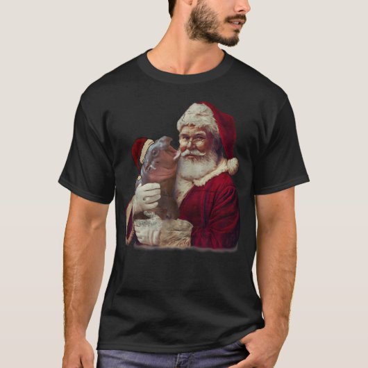 Moodeng Weihnachten Vintager Weihnachtsmann Klaus T-Shirt (Vorderseite)