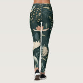 Moodiger Mitternachts-Botanischer-Garten-Blumenmus Leggings (Rückseite)