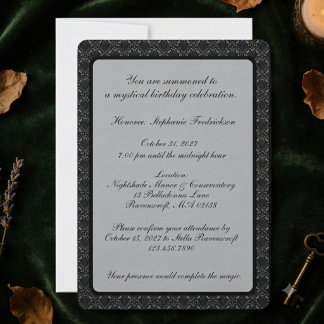 Moodiger Onyx-Gotik-Damaskus-Party-Thema Einladung
