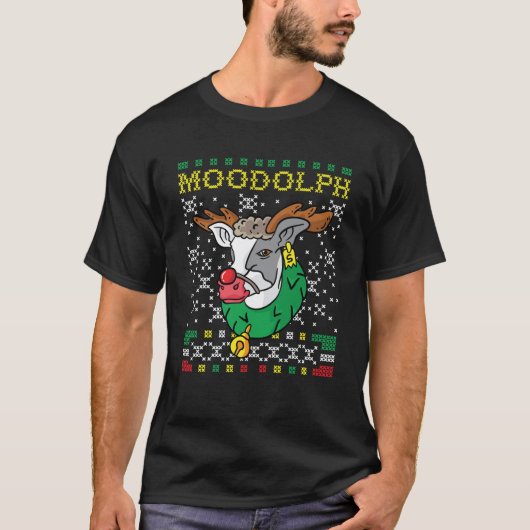 Moodolph Moo Cow Rentier Ugly Christmas Sweater F T-Shirt (Vorderseite)
