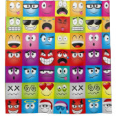 Moods and Emoticons Duschvorhang (Vorderseite)
