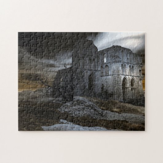 Moody Abandoned Ruins of Gothic Cathedral Puzzle (Horizontal)