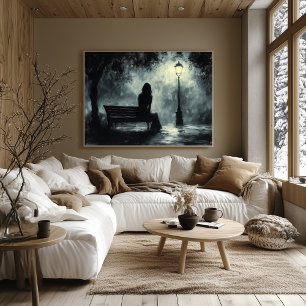 Moody-Abend-Silhouette mit Lamp Post - Kohle Poster