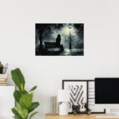 Moody-Abend-Silhouette mit Lamp Post - Kohle Poster (Heimbüro)