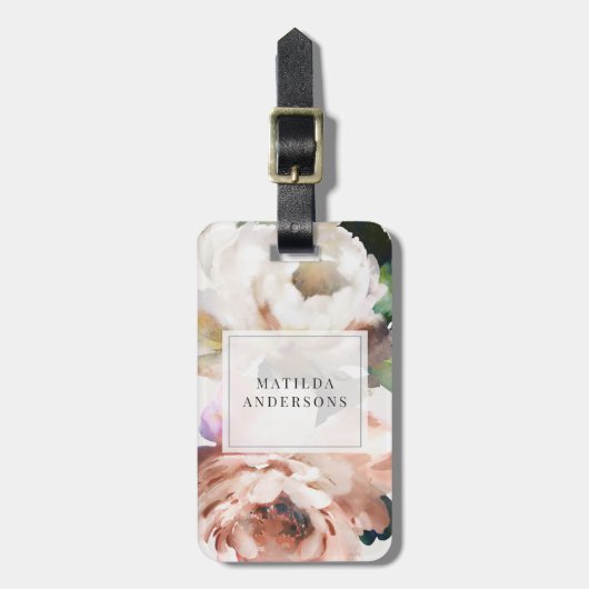 Moody-Acryl-Blumenperle elegant personalisiert Gepäckanhänger (Vorderseite vertikal)