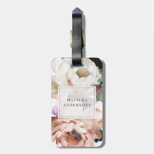 Moody-Acryl-Blumenperle elegant personalisiert Gepäckanhänger (Rückseite vertikal)