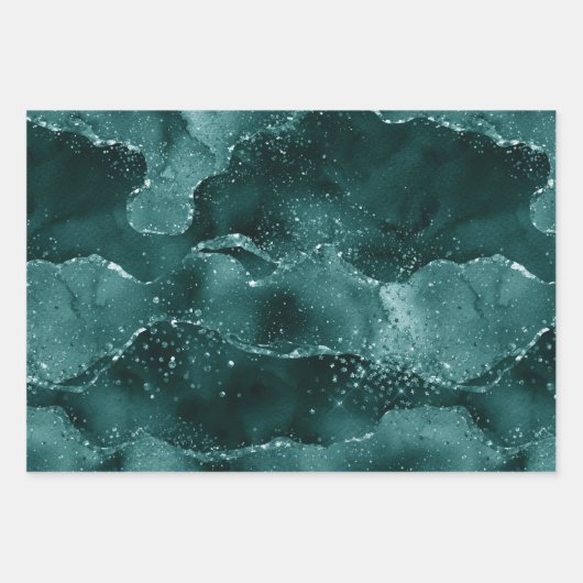 Moody Agate | Aquamarin Green Malachite Rich Jewel Geschenkpapier Set (Vorderseite 2)