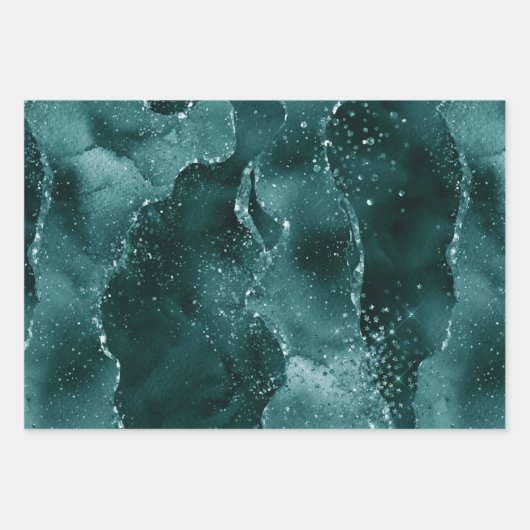 Moody Agate | Aquamarin Green Malachite Rich Jewel Geschenkpapier Set (Vorderseite)